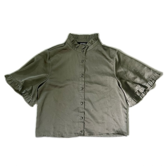 Missguided Khaki Silky Blouse - Picture 2 of 4